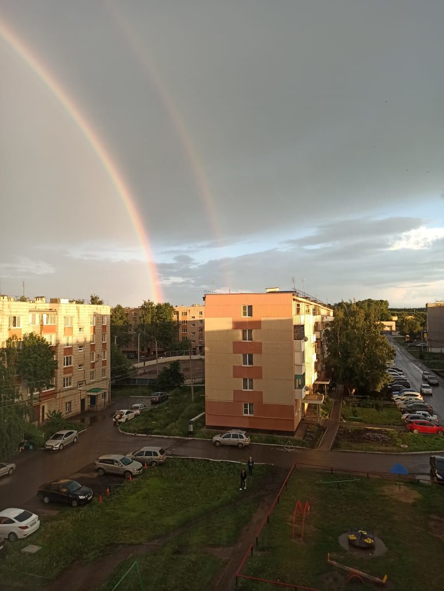 Нурлатцев удивила сегодня вечером двойная радуга!