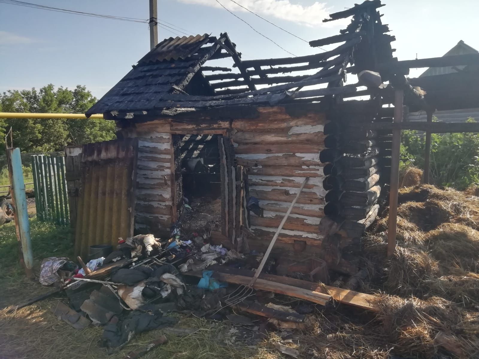 В пожаре козочек спасли, а машина сгорела