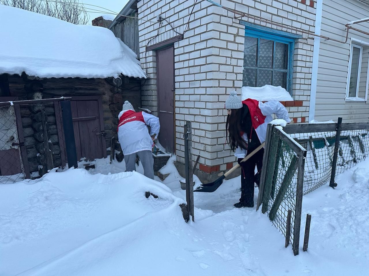 «Снежный десант» в действии: молодёжь помогает нурлатским пенсионерам