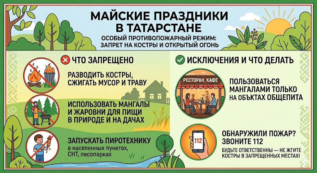 Особый противопожарный режим в Татарстане: запрет костров