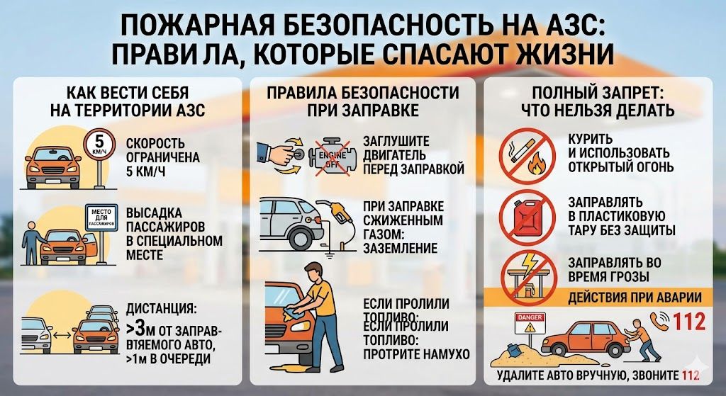 Огнеопасно: 5 км/ч и никаких пассажиров на АЗС