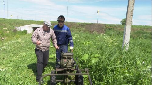 Дедушка и внук на «травяном фронте»: как нурлатские подростки помогают городу