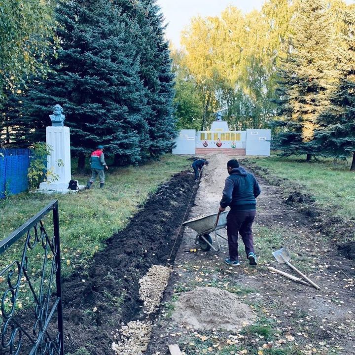 В селе Тюрнясево началось благоустройство парка Победы