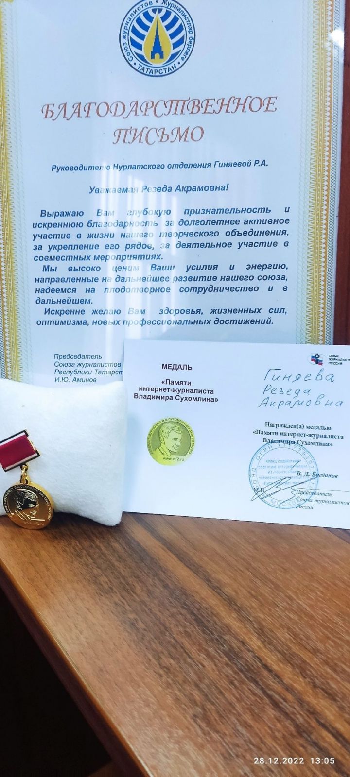 Руководитель «Нурлат-информа» удостоилась наград Союзов журналистов России и Татарстана