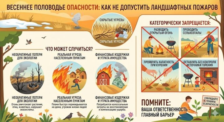 Весеннее половодье опасности: как не допустить ландшафтных пожаров