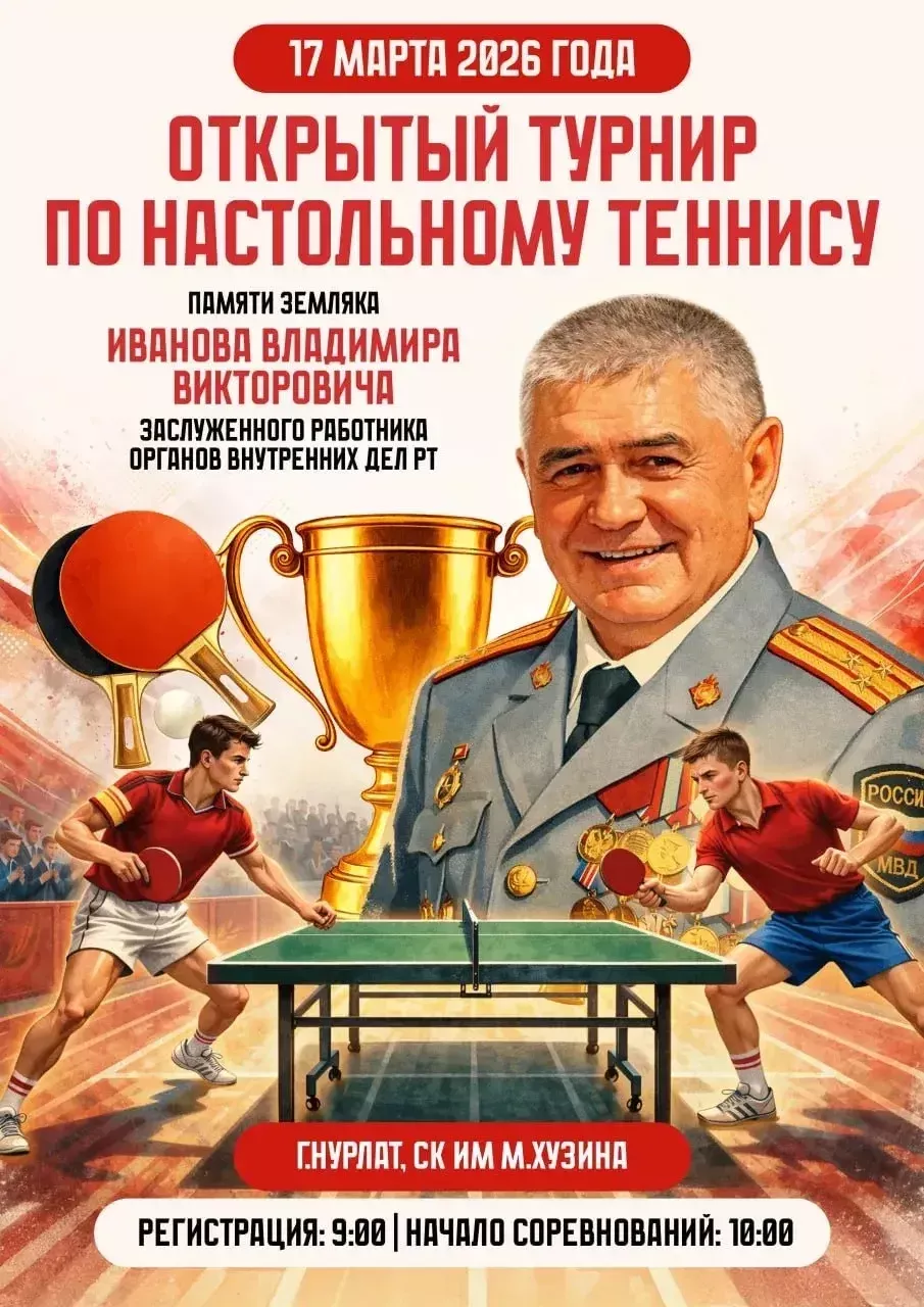 В Нурлате состоится турнир по настольному теннису памяти Владимира Иванова