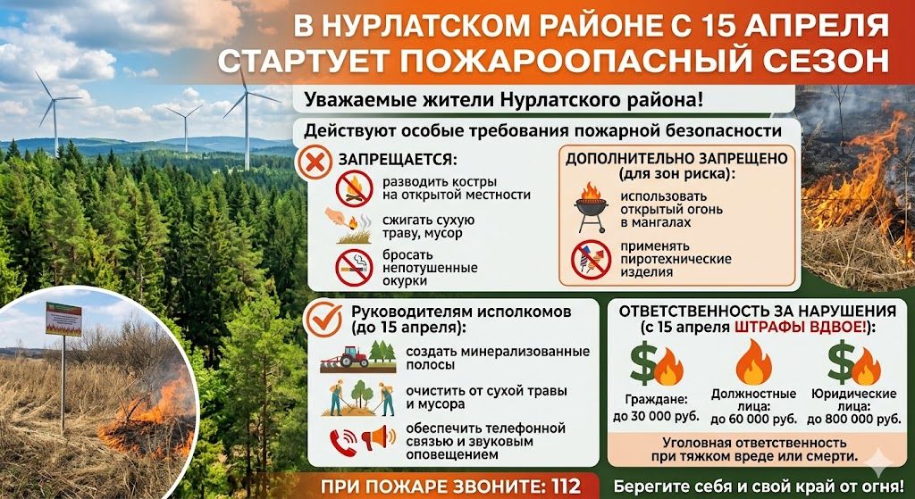 В Нурлатском районе с 15 апреля стартует пожароопасный сезон
