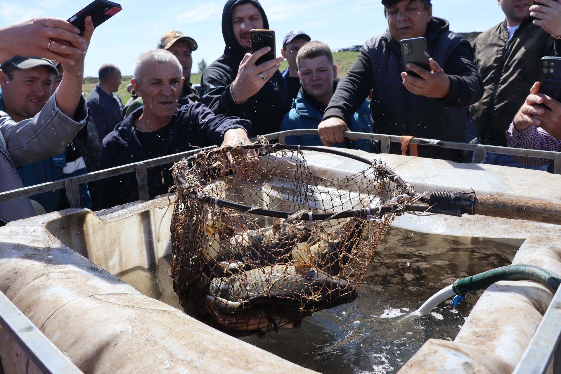 В Нурлате в девятый раз прошла масштабная акция по зарыблению водоема