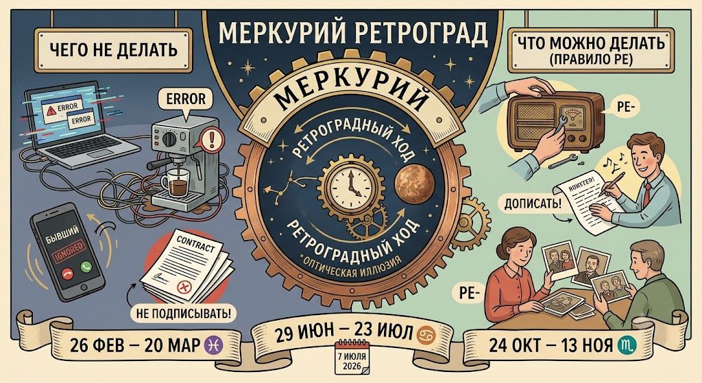 Ретроградный Меркурий 2026: что нужно знать с 7 июля