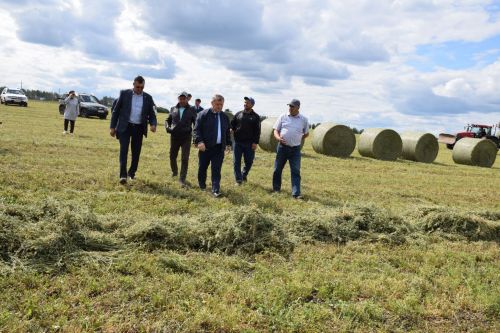 Дамир Ишкинеев ознакомился с ходом заготовки кормов в хозяйстве «Нурлат сэте»