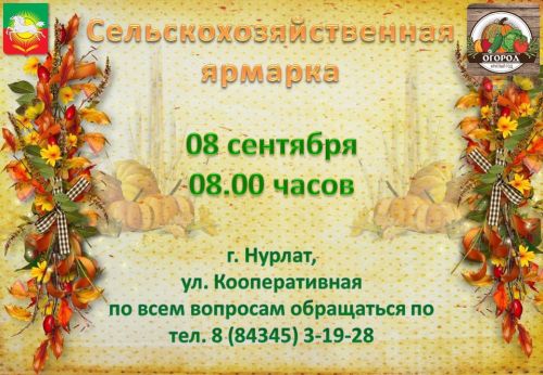 В Нурлате пройдет осенняя сельскохозяйственная ярмарка