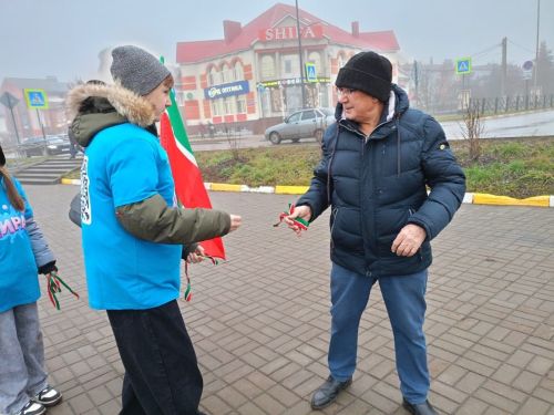 Нурлатские подростки отметили День флага Татарстана акцией