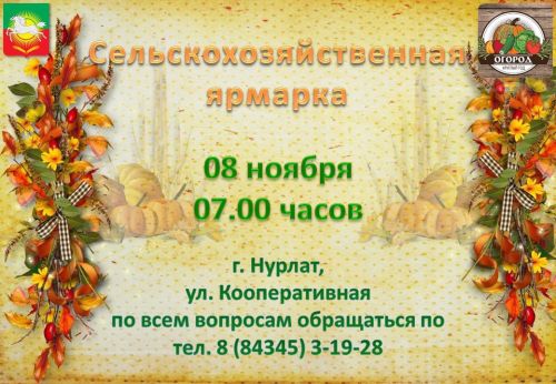 Завтра в Нурлате пройдет осенняя сельскохозяйственная ярмарка