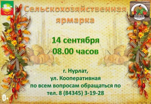 Завтра в Нурлате стартует осенняя сельскохозяйственная ярмарка
