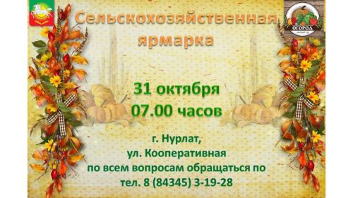Осенняя сельхозярмарка пройдёт в Нурлате 31 октября