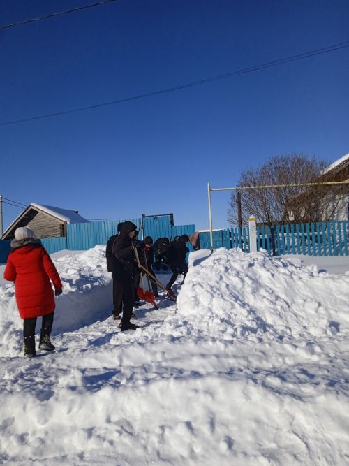 Школьники расчистили двор и поддержали маму погибшего бойца