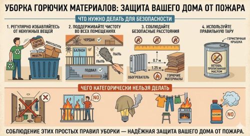 Уборка горючих материалов в жилых помещениях: правила профилактики пожаров