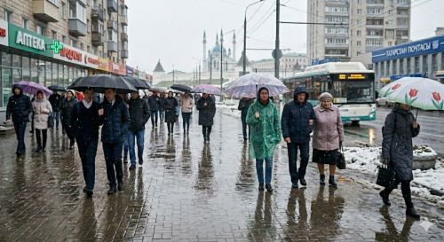 Осадки в виде дождя и мокрого снега ожидаются в Татарстане 21 апреля