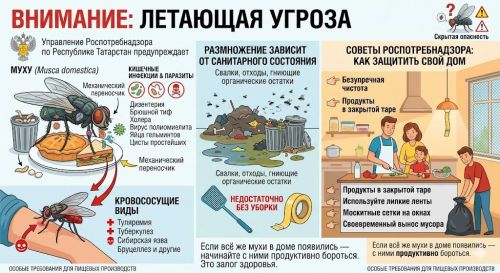 Опасность мух: от дизентерии до бруцеллеза — предупреждение Роспотребнадзора РТ