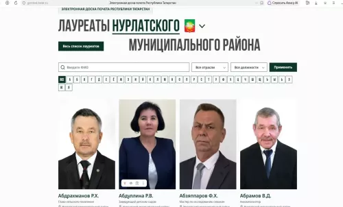 Более 160 жителей Нурлатского района внесены на Электронную доску почета Татарстана