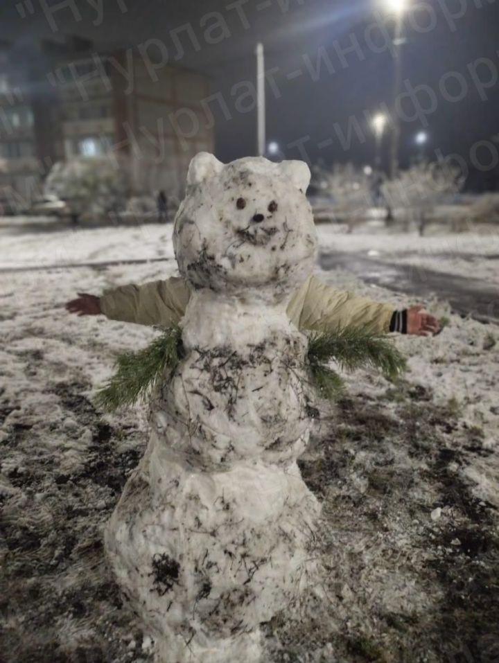 Жители Нурлата в соцсетях делятся фотографиями первых вылепленных снеговиков