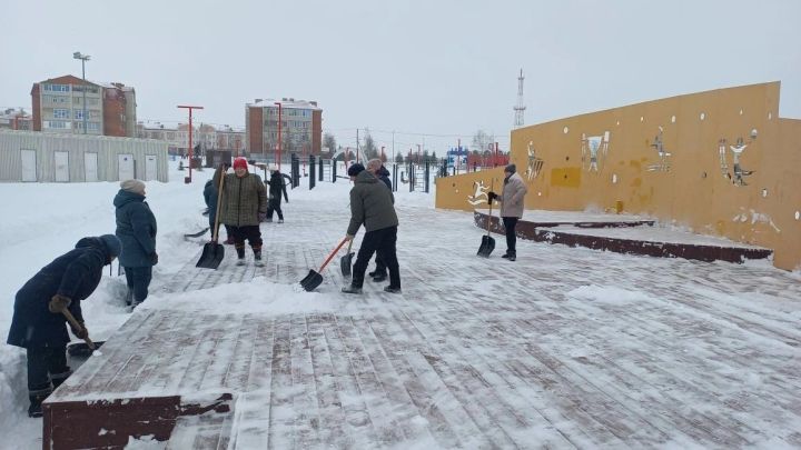 Первый зимний субботник прошёл в нурлатском парке «Спортивный»